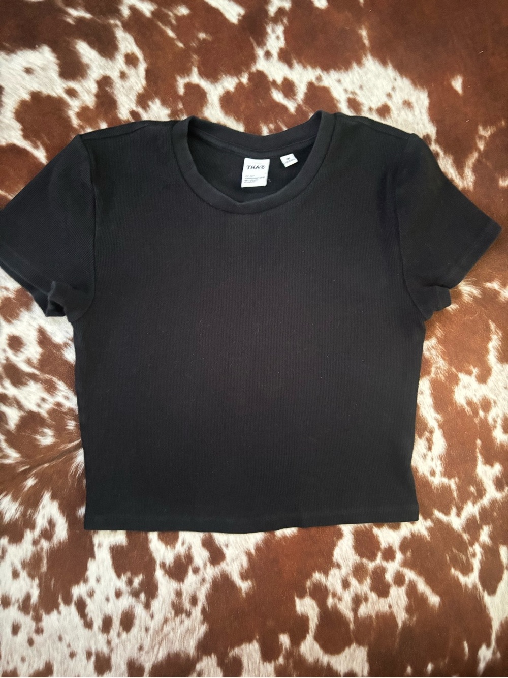 TNA by Aritzia Black Ribbed Crewneck Women's Top